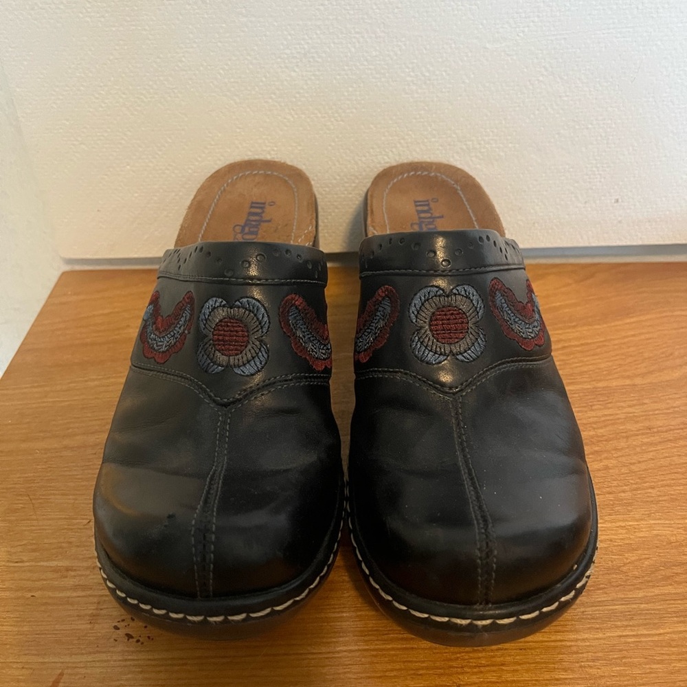 Black Embroidered Women’s  Clogs